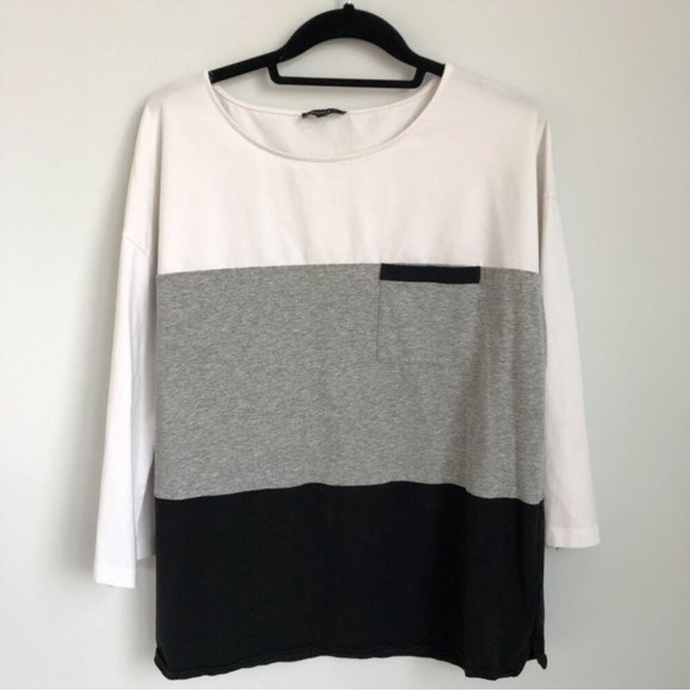 Lafayette 148 Color Block Women's Top - White, Gray, and Black
